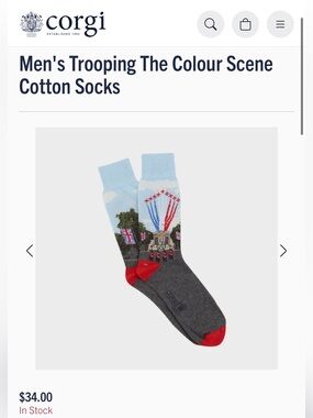 New Corgi London  Men's Trooping The Colour Scene Cotton Socks 2